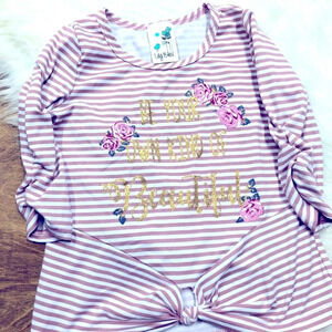 Lily Bleu 5T Girls Striped Tie Front Floral Blouse